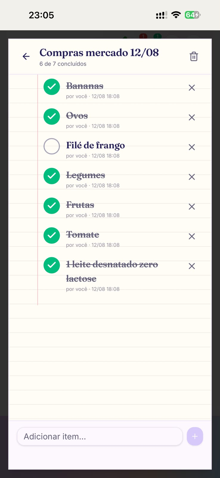 Listas de compras compartilhadas