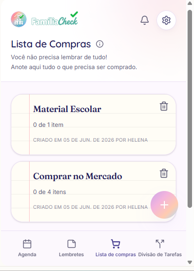 Tela do FamíliaCheck 3